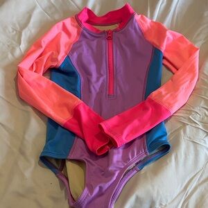 Lands' End Kids Swim Rashguard - Pink, Purple, and Blue